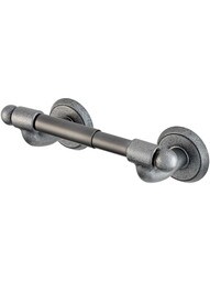 Wrought-Steel Toilet-Paper Holder with Classic Rosettes in Antique Steel.